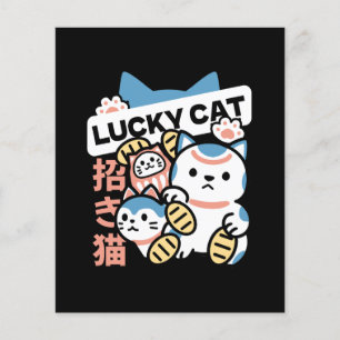 Flyer Arte de Gato Sortudo – Maneki Neko com Moeda de Ou