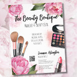 Flyer Artista de Maqueamento de Cores d'Água Rosa<br><div class="desc">Folheto De Artista De Maqueamento De Aquarelas Florais Rosa. Burst com matizes vibrantes e floresces brancos, este impressão é um banquete visual perfeito para artistas de maquiagem, blogs de beleza, influenciadores e qualquer pessoa que busque um toque de elegância floral colorida com um toque de vidro. Apresentando peônias rosa brilhantes,...</div>