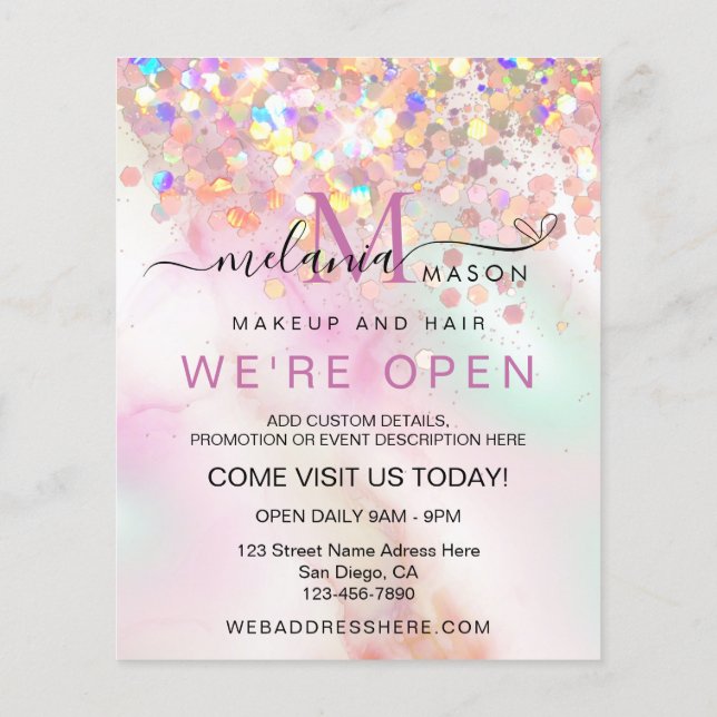 Flyer Artista de Maquiagem com Tinta Alcoólica Glitter H (Verso)