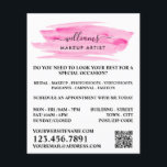 Flyer Artista de Maquiagem de Brushaft Cor-de-Água Rosa<br><div class="desc">Manuscrito Folhetos De Anúncios De Publicidade Artista Com Cor-De-Água Cor Rosa-De-Vidro-Cor-De-Água Na Loja De Cartão de visita.</div>