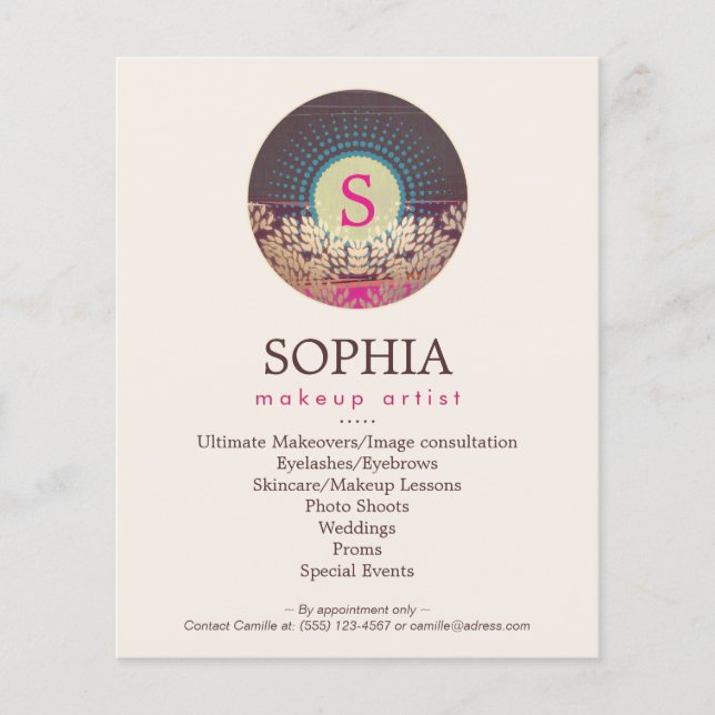 Flyer Artista de Maquiagem de Monograma e Stylist de Cab (Frente)