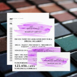Flyer Artista de Maquiagem de Pincelada Púrpura de Cores<br><div class="desc">Script Watercolor Purple Brushaft Makeup Artist Advertising Flyers Pela Loja De Cartão de visita.</div>