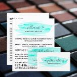 Flyer Artista de Maquiagem de Turquoise de Aquarela<br><div class="desc">Script Watercolor Turquoise Brushaft Makeup Artist Advertising Flyers Pela Loja Cartão de visita.</div>