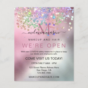 Flyer Artista de Maquiagem Elegante Holográfico Glitter 