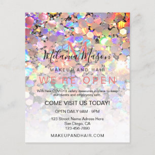 Flyer Artista de Maquiagem Holográfica Elegante Preto F