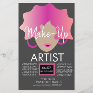 Flyer Artista de maquiagem moderno rosa