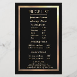 Flyer Artista de Maquiagem Moldura Preta Dourada panflet