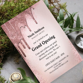 Flyer Artista de Maquiagem Rose Gold Brilho Glam Inaugur