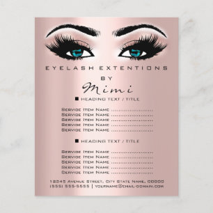 Flyer Artista Makeup Beauty Salon Lash Rosa Blue Eyes