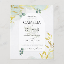 Flyer Arty Greenery Dourado Convite para Casamento