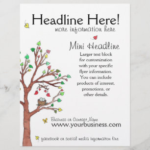 Flyer Árvore Colorida com Pássaro Nest