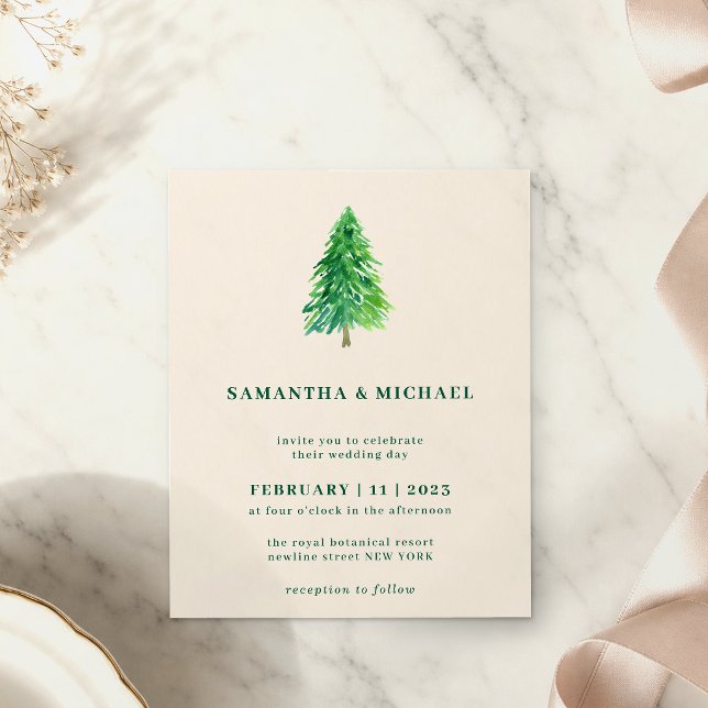 Flyer Árvore de Natal de Inverno | Casamento Simples e E (Criador carregado)
