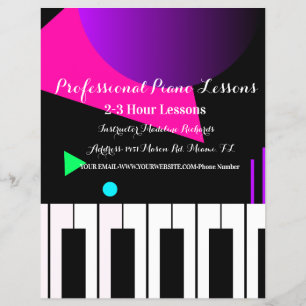 Flyer Aula de Piano Instrutor de Teclado Neon