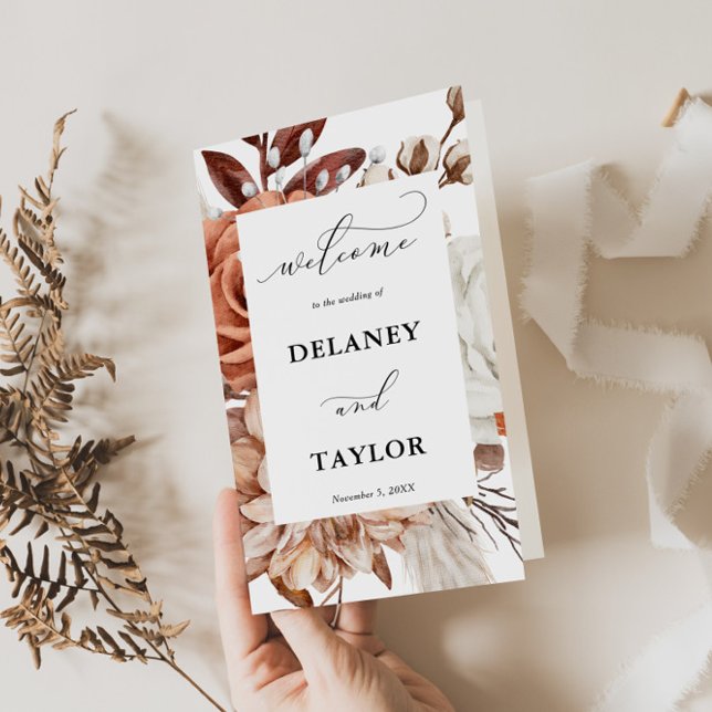 Flyer Autum Rustic Floral, Frame Paper Program Booklet (Autumn Rustic Floral Framed Design, Program Booklet)