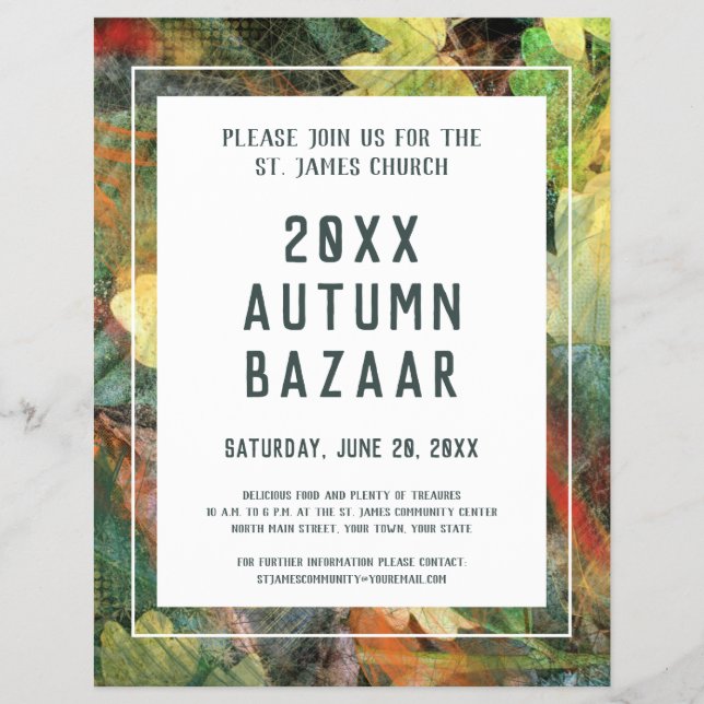 Flyer Autumn Bazaar, School ou Community Event Green Lea (Frente)