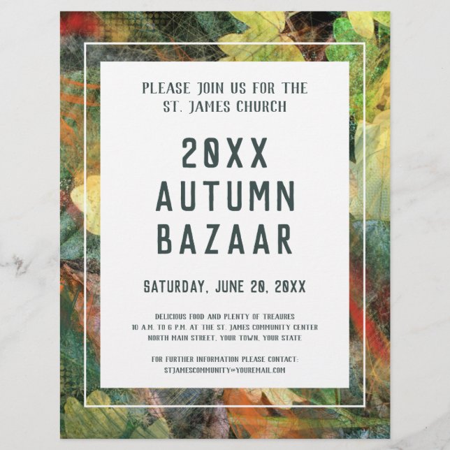 Flyer Autumn Bazaar, School ou Community Event Green Lea (Frente)