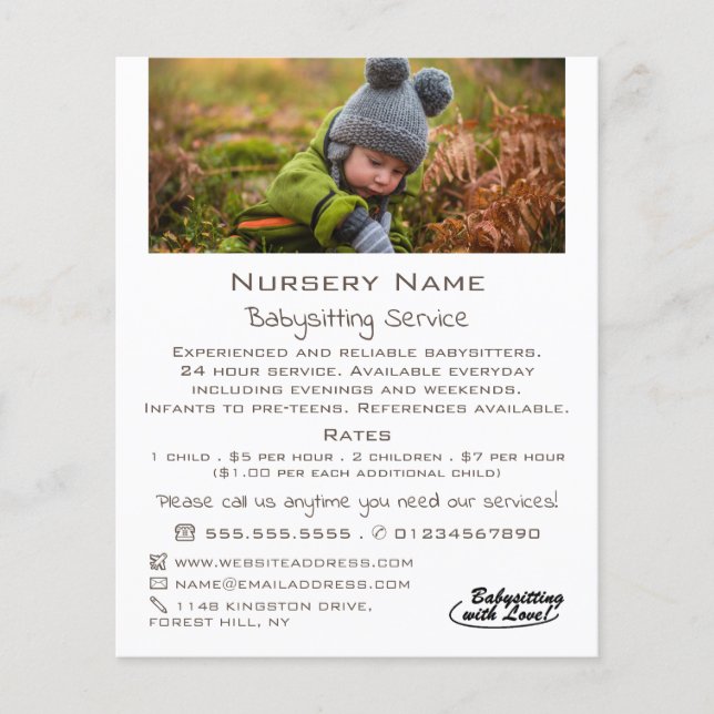 Flyer Autumn Child, Babysitter, Daycare, Nursert Advert (Frente)