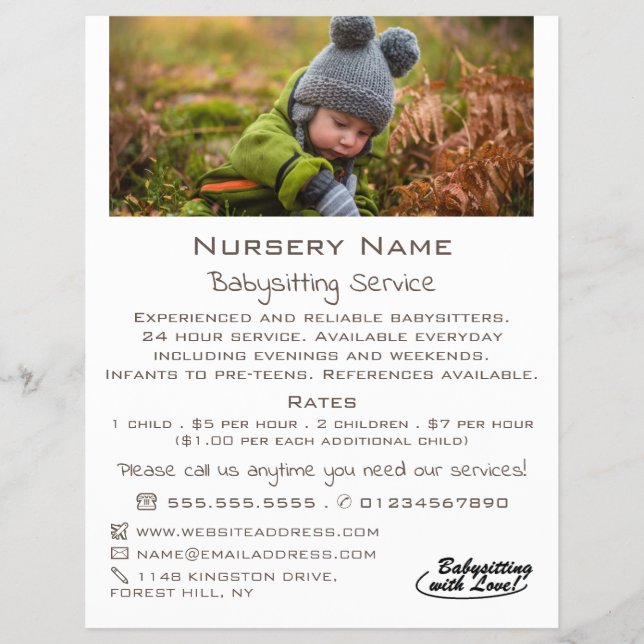 Flyer Autumn Child, Babysitter, Daycare, Nursert Advert (Frente)
