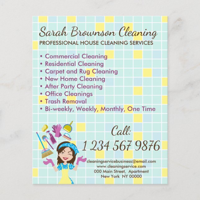 Flyer Avental de Limpeza com Luvas Amarelo Azul para Ser (Frente)