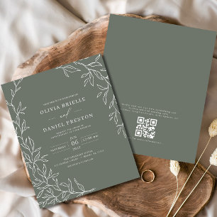 Flyer Aviso de Casamento Verde do Código QR do Orçamento