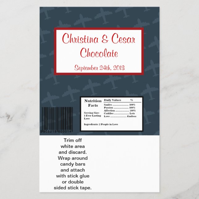 Flyer Azul de avião com grande Bar de Hershey (Frente)