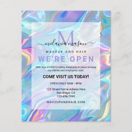 Flyer Azul Holográfico Moderno Irediscent