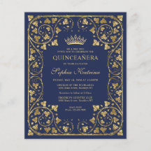 Azul-Marinho Dourado Tiara Quinceanera