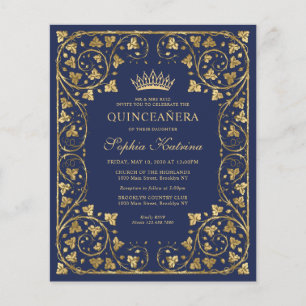 Flyer Azul-Marinho Dourado Tiara Quinceanera