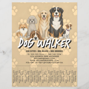 Flyer Babá de Pet Passeador de Cães Código QR Promociona