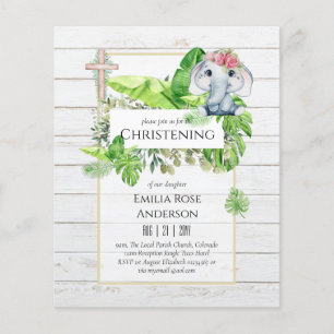 Flyer Baby Elephant CHRISTENING Convida para a selva das