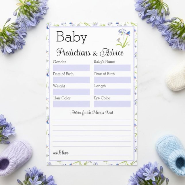 Flyer Baby Prediction Baby Shower Lily with Bluebird  (Criador carregado)