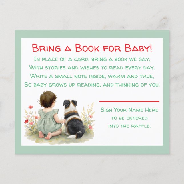 Flyer Baby Shower Bring a Book for Baby Raffle (Frente)