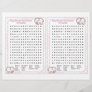 Flyer Baby Shower word search Spanish