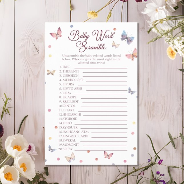 Flyer Baby Word Scramble Watercolor Chá (Criador carregado)