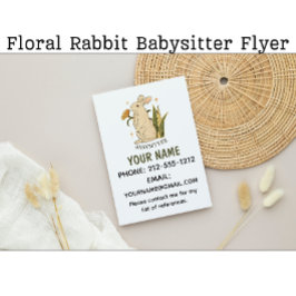 Flyer Babysitter Cute Floral Bunny Baby Services