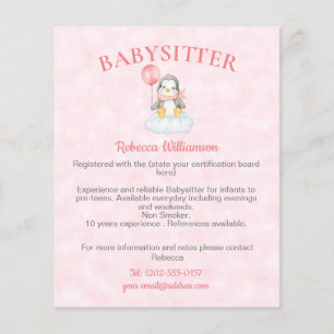 Flyer Babysitter Nanny Cute Penguei Business