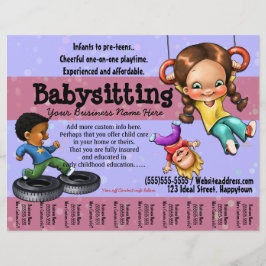 Flyer Babysitting. Modelo personalizável do Day Care