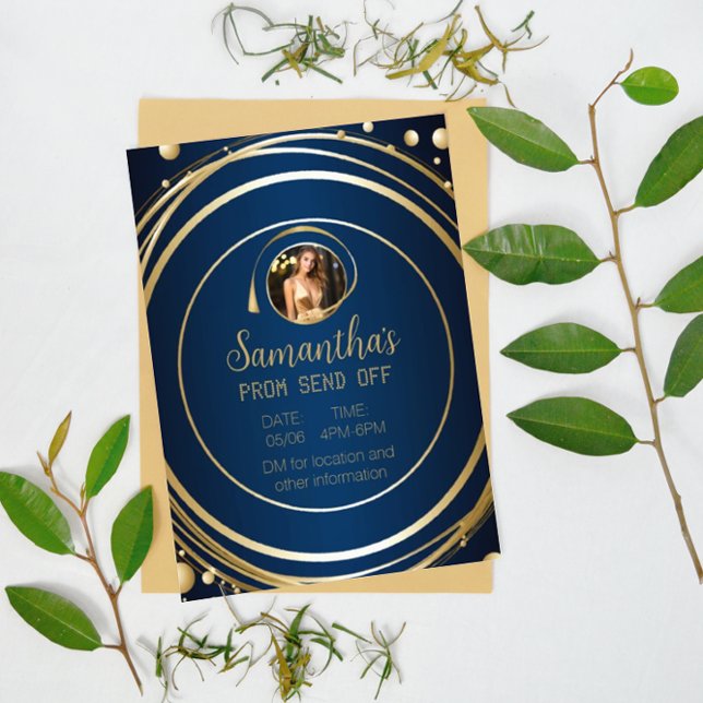 Flyer Baile de formatura Luxi Azul e Dourado Desativado (Criador carregado)