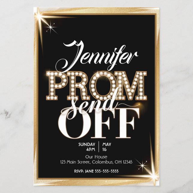 Flyer Baile de formatura personalizado END-OFF Elegante  (Frente)