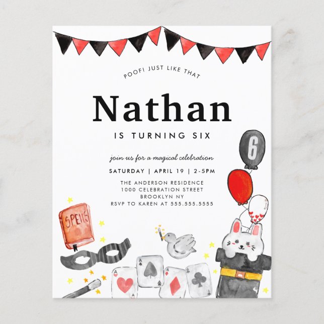 Flyer Baixo Coelho Mágico Ganhou Mágica no Aniversário (Frente)