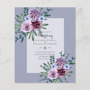 Flyer BAIXO ORÇAMENTO Convites para Casamento Plum Flor