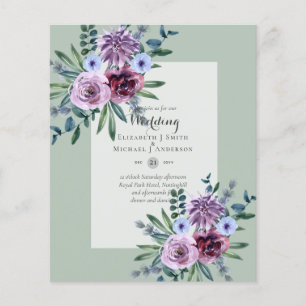 Flyer BAIXO ORÇAMENTO Convites para Casamento Plum Flor