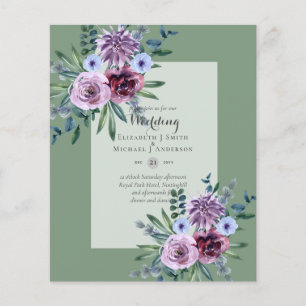 Flyer BAIXO ORÇAMENTO Convites para Casamento Plum Flor
