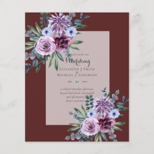 Flyer BAIXO ORÇAMENTO Convites para Casamento Plum Flor