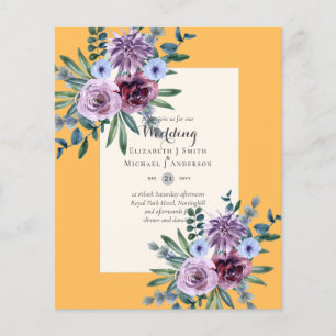 Flyer BAIXO ORÇAMENTO Convites para Casamento Plum Flor