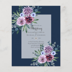 Flyer BAIXO ORÇAMENTO Convites para Casamento Plum Flora