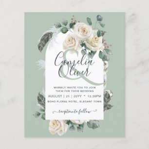 Flyer BAIXO ORÇAMENTO Rosas Brancas Casamento Elegante 