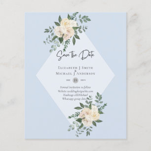 Flyer BAIXO ORÇAMENTO Rosas Brancas SALVAM AS DATAS Mode