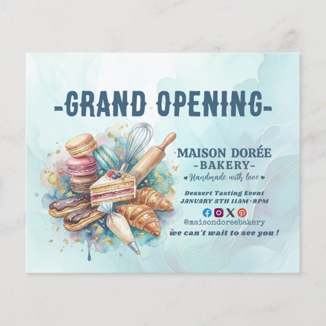 Flyer Bakery Pastry Chef Baking Catering Grand Opening (Frente)