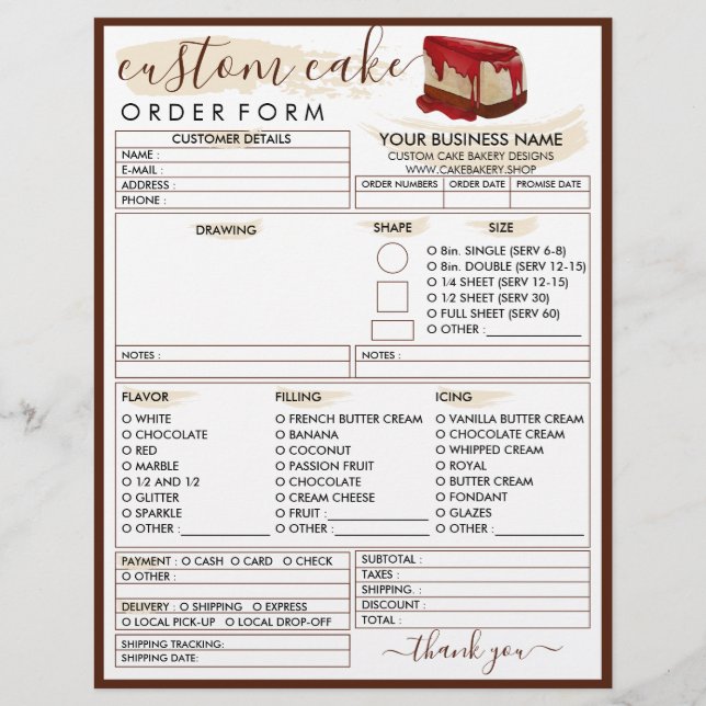 Flyer Bakery Strawberry Cheese Cake Order Form (Frente)